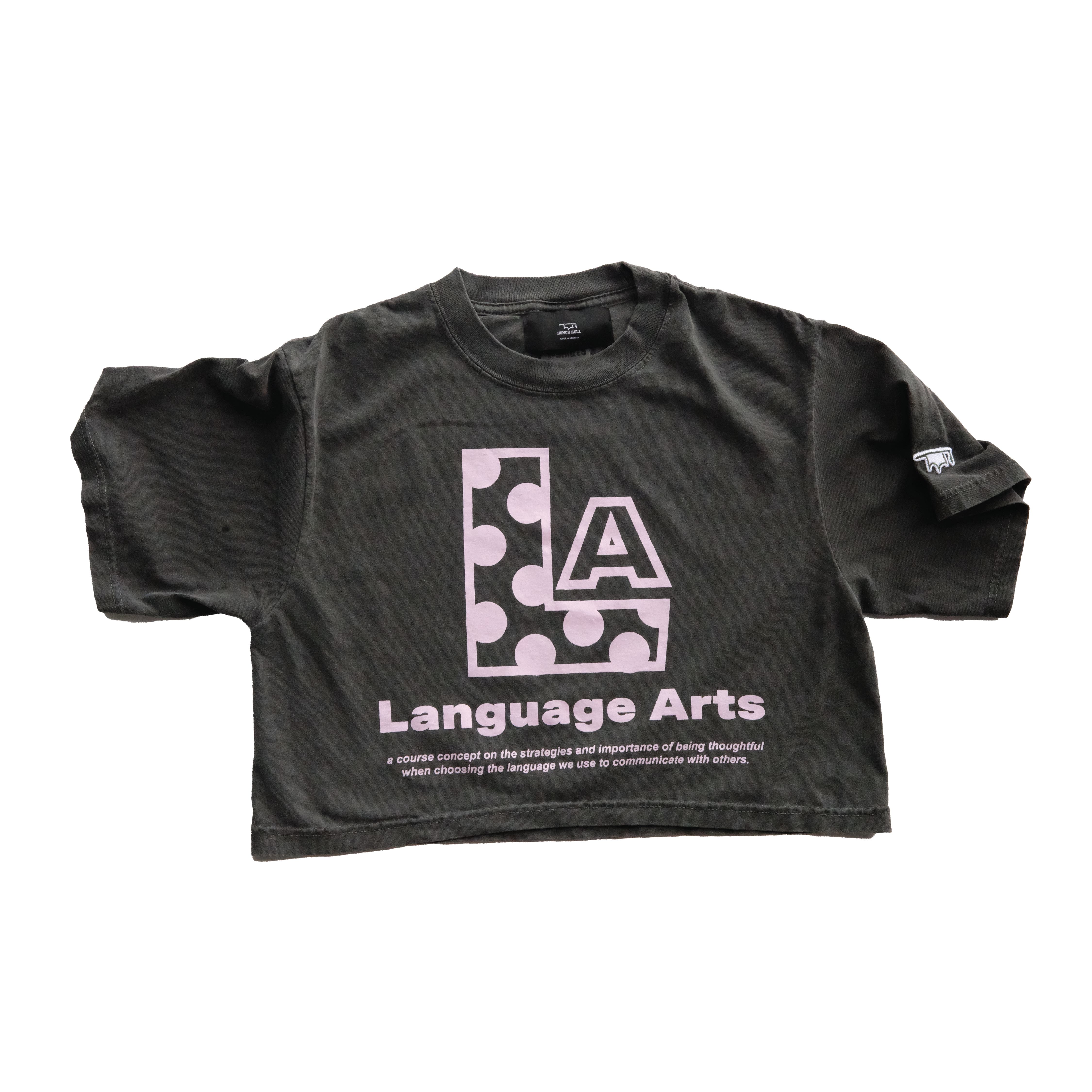 Language Arts Crop Tee - Grey & Lilac
